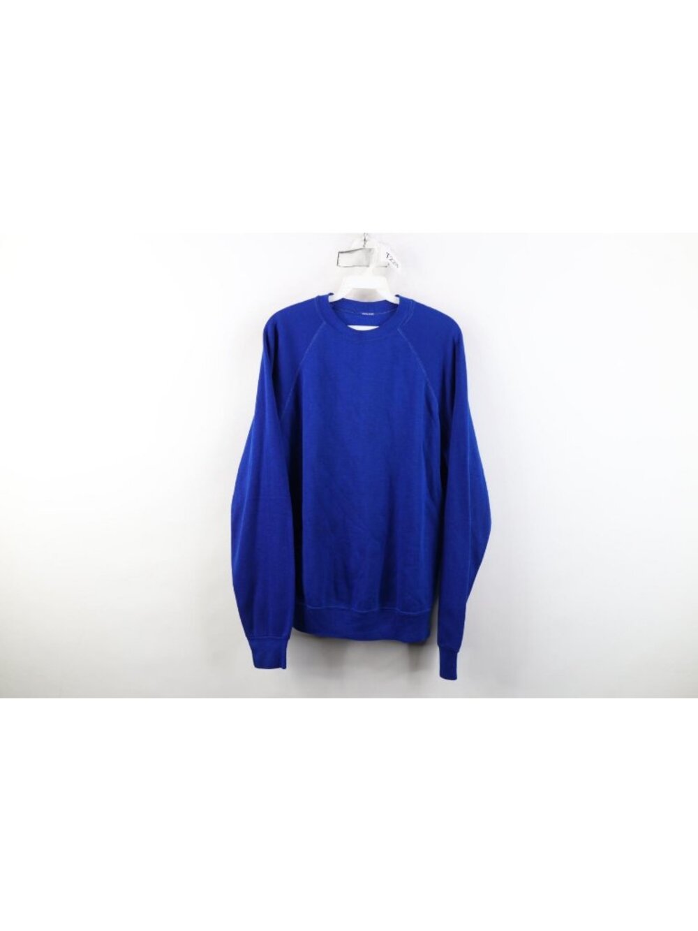 Vintage 70s Streetwear Mens Medium Blank Raglan Crewneck Sweatshirt Blue USA